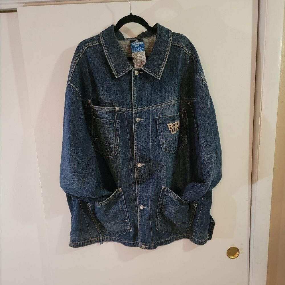 🆕️🧥Rocawear Oversized Vintage Men's Denim Jacket, Dark Wash - Sz XXXL